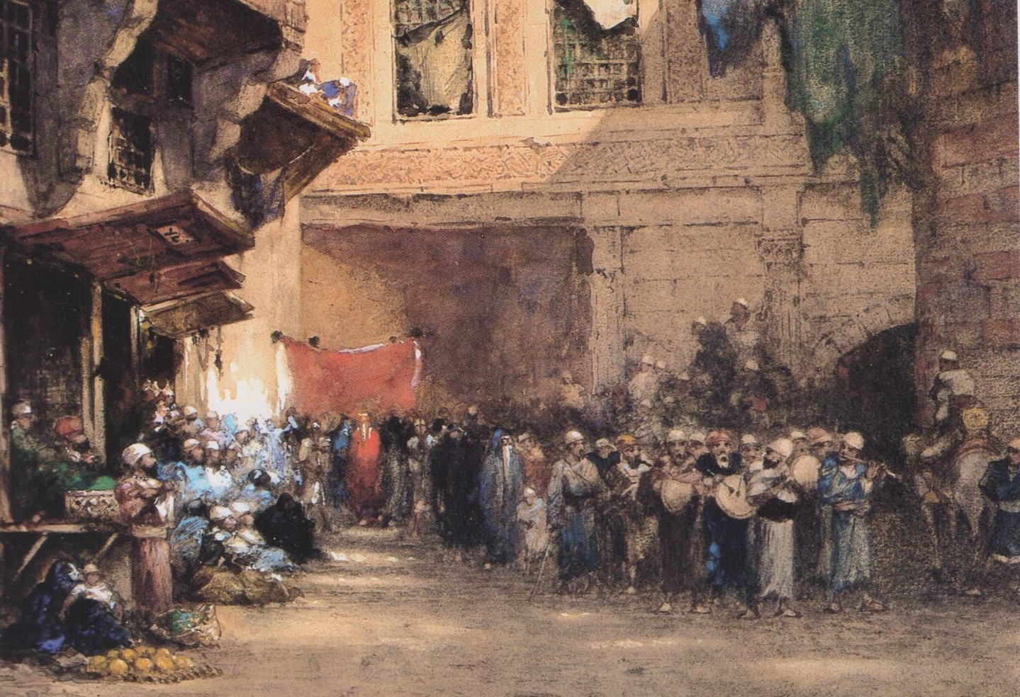 مقطع من لوحة شارع في القاهرة- للفنان نارسيس برشيير (1819-1891) – متحف الجزيرة بالقاهرة