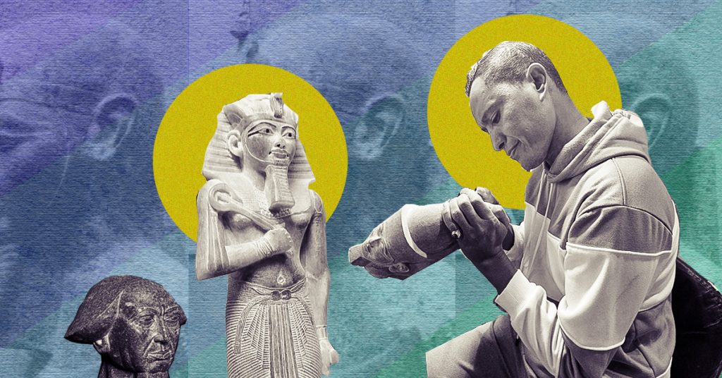 «أحمد رابع» نحات بالفطرة تعلم اللغة الهيروغليفية للنقش على الأحجار Untitled 1