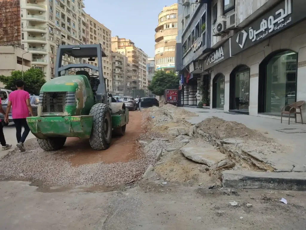 Implementation of the Abu Qir Street expansion project in Alexandria Photo by Doaa Abdelhamid